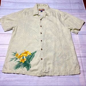 Havana Jacks Cafe Button Up Shirt Short Sleeve Mens Large Tropical Hawaiian Palm